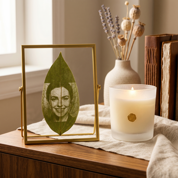 Personalisiertes Lorbeerblatt mit Foto-Gravur im Gold-Classic-Rahmen